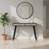 Boho Black and White Two Drawer Console Table - Black