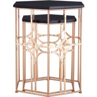 Lexa Rose Gold and Black Set Of Two Side Tables - Gold
