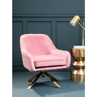 Avery Pink Velvet Swivel Chair - Pink