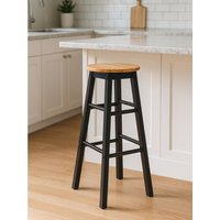 Chester Black and Natural Wood Kitchen or Bar Stool - Black