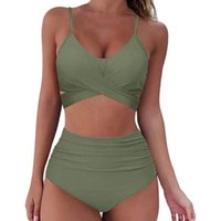 Cross-Front Bikini Set - Green / L