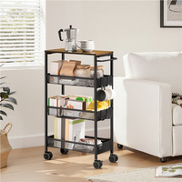 Yaheetech 4-Tier Storage Trolley Rolling Cart for Kitchen Living Room - Brown