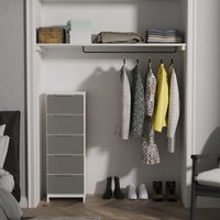 Plymouth Ready Assembled 5 Drawer Bedside Cabinet - Uniform Grey & White Matt