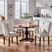 Set of 2 Upholstered Dining Chairs with Nailhead Trim - Beige