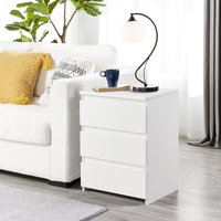 3-Drawer Bedside Table - White