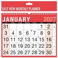 2027 Calendar Wall Calendar Month to View Planner - Red