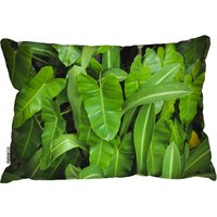 Abstract Background Of Dark Green Leaves Outdoor Cushion - Green