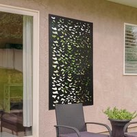 MirrorOutlet Amarelle Metal Leaf design Garden Screen Mirror 120 x 60cm - Antique Black