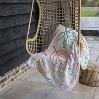 Multi Colour Leaves Illustration Blanket - Pink