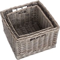Square Antique Wash Unlined Storage Basket - Brown Grey / 34cm / 3kg