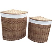 Light Steamed Corner Laundry Basket with Off White Lining - Brown / 60cm / 5kg
