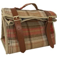 Autumn Red Tartan Picnic Cooler Bag - Brown