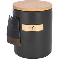 Tea Caddy with Airtight Bamboo Lid - Black