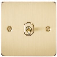 Knightsbridge Flat Plate 10AX 1G Intermediate Toggle Switch - Brushed Brass - - Brushed Brass