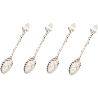 4 Pack Vintage Carved Spoons - Silver