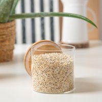 Scandi Glass Storage Jar with Wooden Lid - Clear / 0.55l / 1