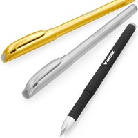 Pack of 3 Zebra ZGE Gel Ink Stick Pens - Black, Gold, Silver
