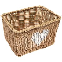 Heart Full Wicker Willow Wedding Hamper Storage Basket - Oak / 24cm / 1