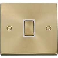 Satin Brushed Brass 1 Gang 20A Ingot DP Switch - White