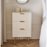 Ribbed Drawer Wooden Bedside Table - White / 64cm
