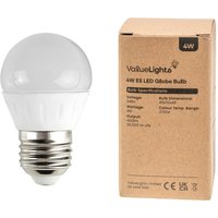 2 Pack E27 White Thermal Plastic Globe LED 4W Warm White 2700K 400lm Light Bulb - White