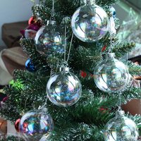 5 Pack Christmas Hanging Fillable Glass Ornament Balls - Transparent / 6cm / Rainbow