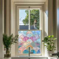 Rivara Art Deco Stained Glass Privacy Window Film - Pink / 40cm