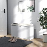 HOMCOM Shoe Bench with Padded Seat and Flip Drawer - White / 80cm