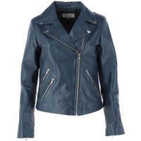 Celia Real Leather Biker Jacket - Navy / 22