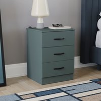 Riano 3 Drawer Bedside Table Chest Nightstand - Jasper Green