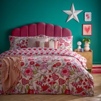 Glass Hearts Printed Duvet Cover Set - Pink / Single