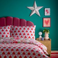 Glass Hearts Printed Duvet Cover Set - Pink / Double