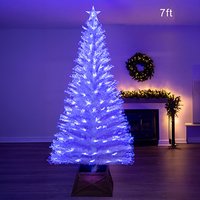 The White Blue Ripple Effect Fibre Optic Tree - White / 7ft