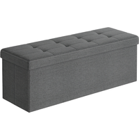 Grey Upholstered Foldable Storage Ottoman Bench - Grey