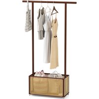 Coat Hanger Stand with Wheel - Brown