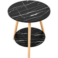 Double Tier Round Wooden Side Table - Black