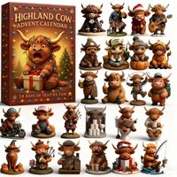 2D Christmas Highland Cow Advent Calendar - Orange