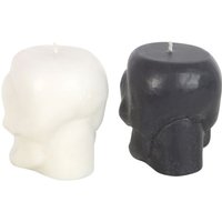 Set of 12 Opium White Sage Skull Candles for Halloween Decor - White