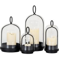 Nyx Large Candle Holder with Glass Cloche Elegant Retail Display Accent - Black