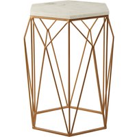 Shalimar Marble top Side Table With Geometric Base - White