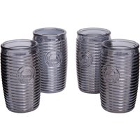 Dayla Set Of Four Grey Ribbed Glass Tumblers - Grey