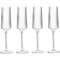Eldon Set of Four Ribbed Champagne Glasses MOB - Transparent