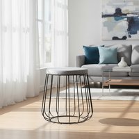 Hayes Grey Velvet Stool with Black Frame - Grey