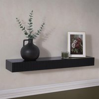 OHS Ribbed Rectangle Shelf Wall Mounted Storage Space Saving Modern in Black