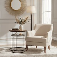 Akola Set Of 2 Round Nesting Tables - Black, Gold