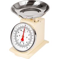 Mechanical 5kg Kitchen Scale Stainless Steel Bowl Large Analogue Dial - Cream