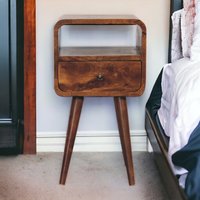 Solid Wood Mini Chestnut Curve Open Bedside - Chestnut