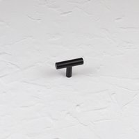 Matt Black T-Bar Cupboard Handles And Knob Kitchen Cabinet - Matt Black / 48mm