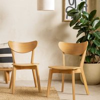 Saffron Natural Oak-Effect Dining Chairs Set of 2 - Brown
