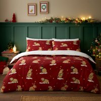 Capybara Christmas Duvet Set - Red / Double
